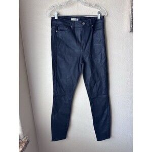 Good American Good Legs Skinny Jeans Black Wax Denim Women’s Size 12/31 GUC